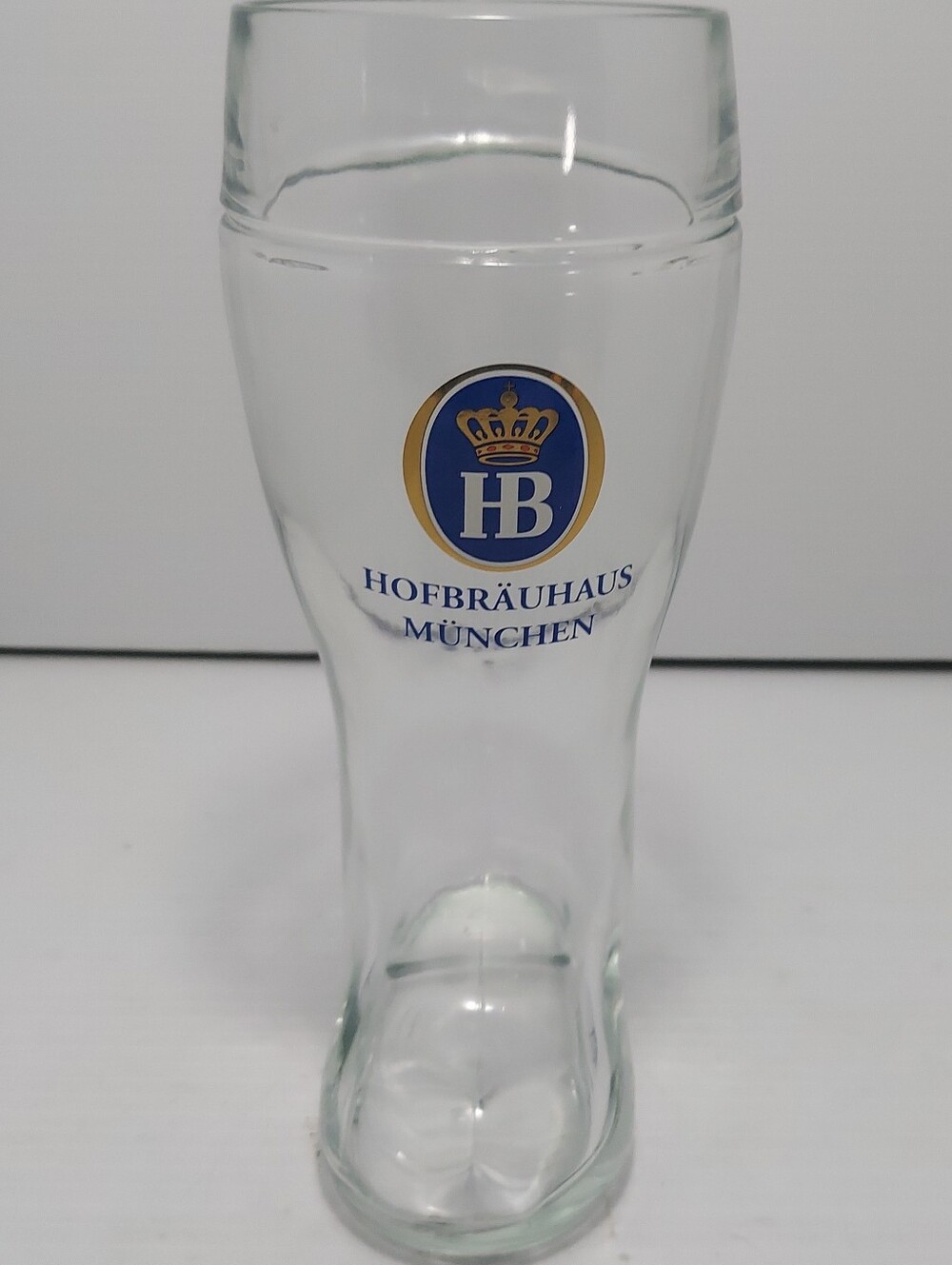 HB Hofbrauhaus Munchen German LARGE & HEAVY 1 LITER Glass Boot Beer Mug/Stein